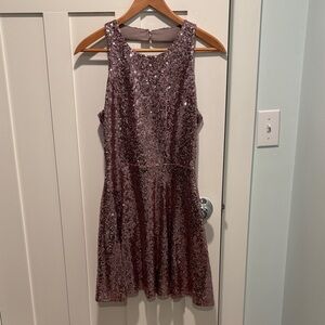 Crystal Doll mauve pink sequin dress size small